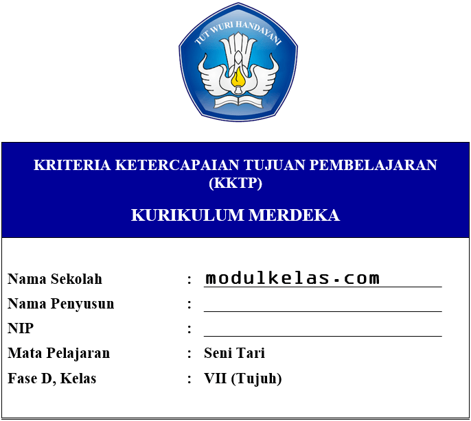 KKTP Seni Tari Kelas 7 Fase D Kurikulum Merdeka