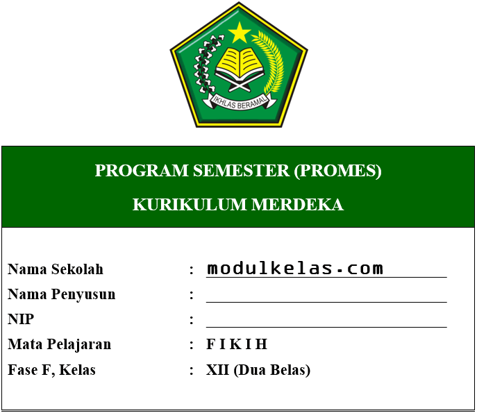 Promes Fikih Kelas 12 MA Fase F Kurikulum Merdeka