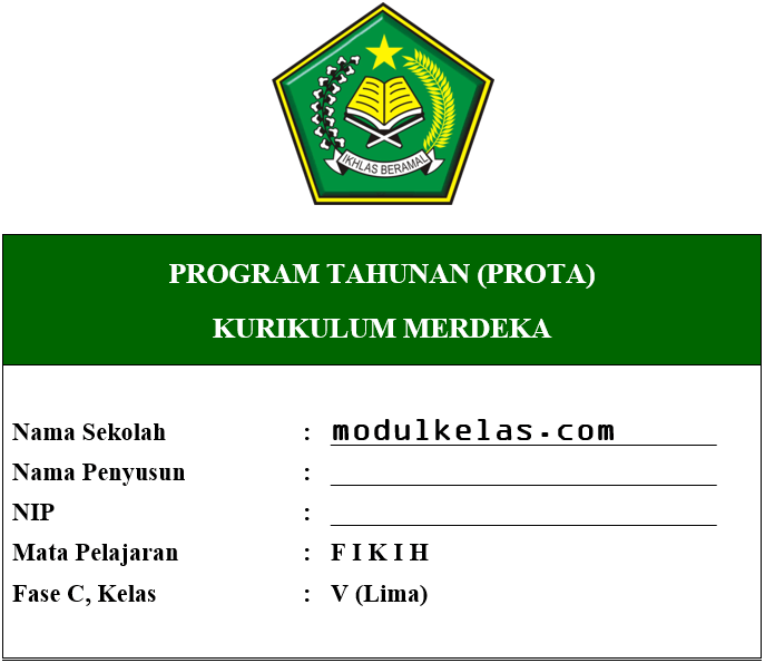 Prota Fikih Kelas 5 MI Fase C Kurikulum Merdeka