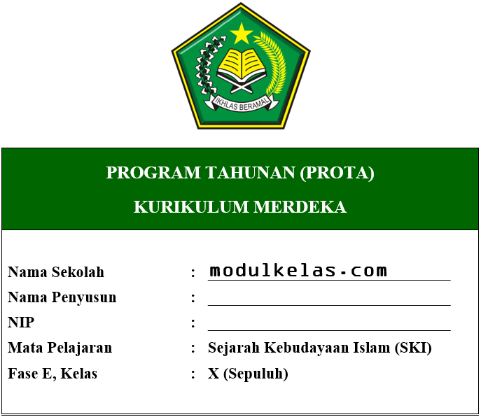 Prota SKI Kelas 10 MA Fase E Kurikulum Merdeka