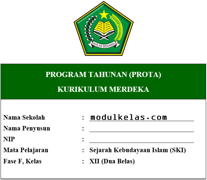 Prota SKI Kelas 12 MA Fase F Kurikulum Merdeka