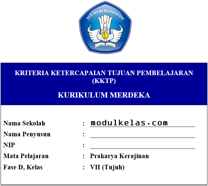 KKTP Prakarya Kerajinan Kelas 7 Kurikulum Merdeka