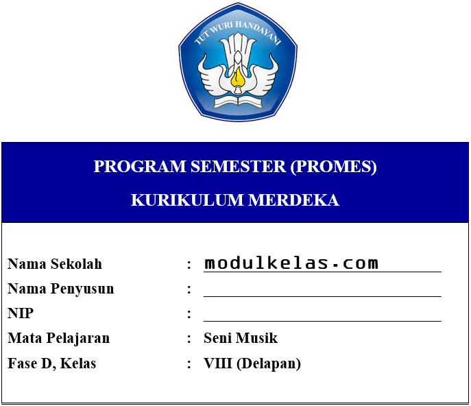 Promes Seni Musik Kelas 8 Fase D Kurikulum Merdeka